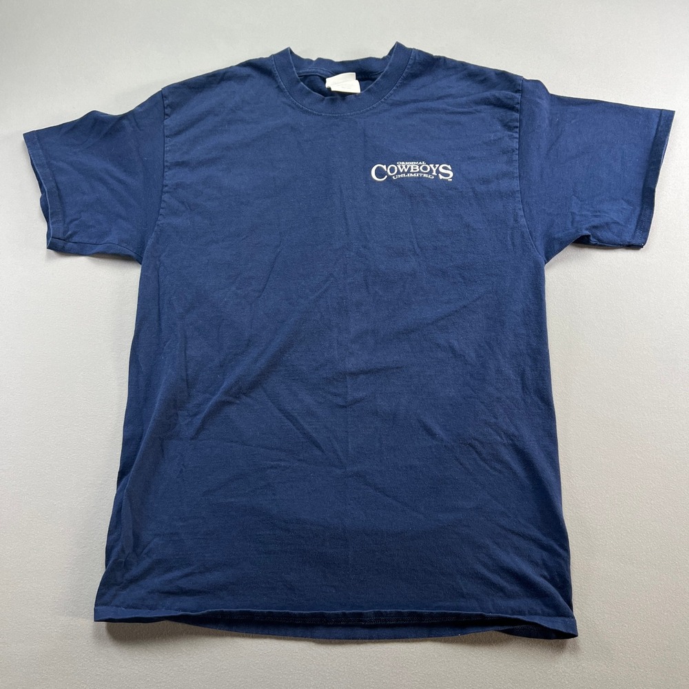 Port & Company T Shirt Mens L Navy Blue Cowboys Unlimited American Flag Graphic